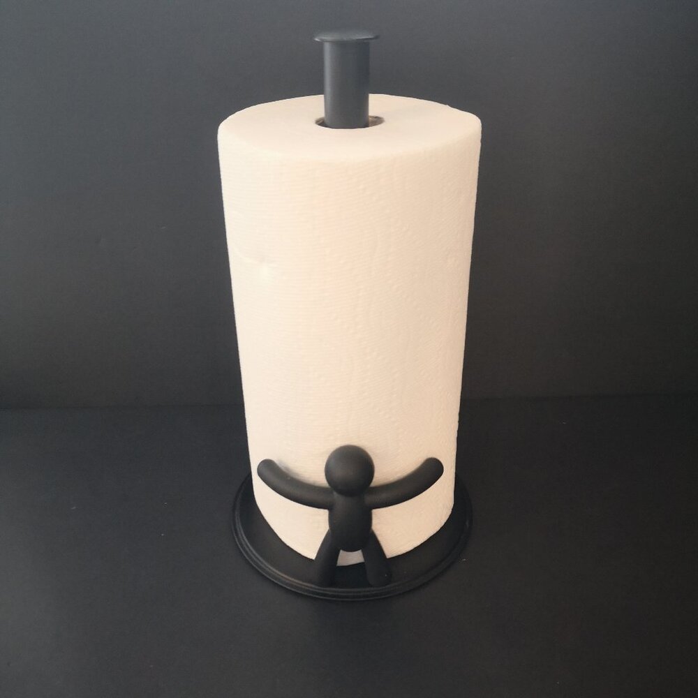 Umbra Buddy Matte Black Countertop Paper Towel Holder 13.25" High Base 7" Across